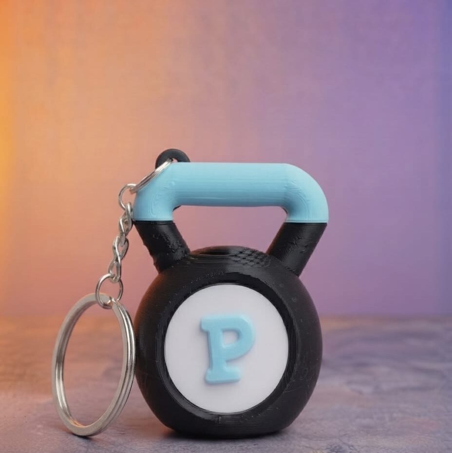Llavero kettlebell personalizado con inicial